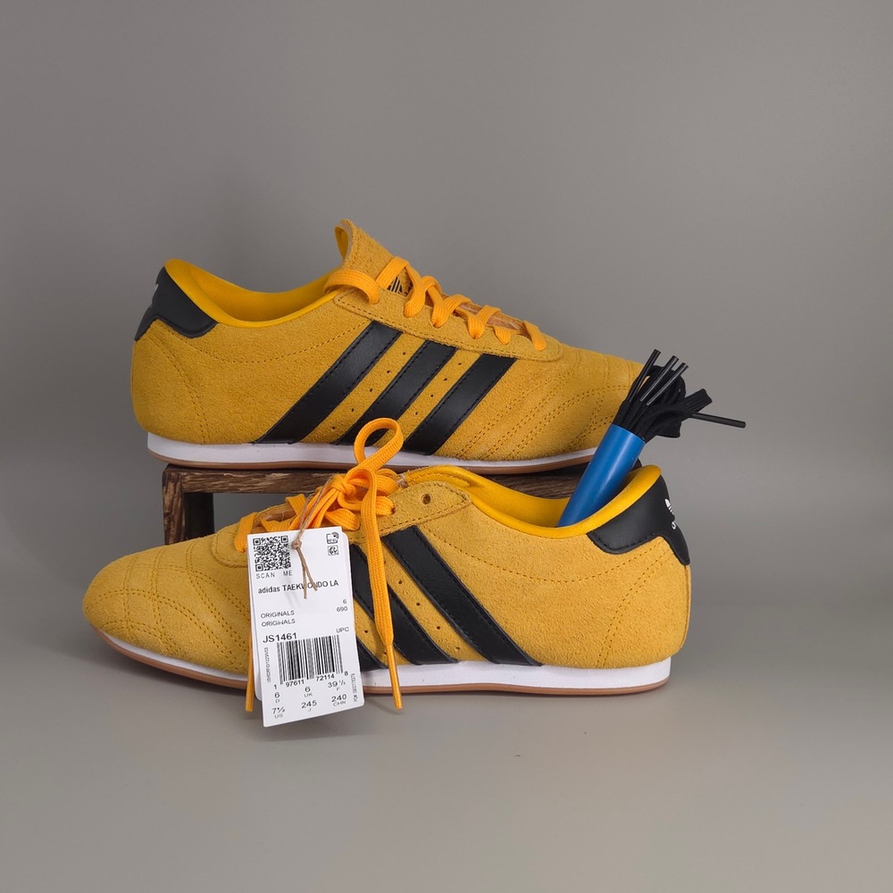 Adidas Taekwondo Lace W Womens 7.5 Yellow Black Suede JS1461 Martial Arts Style